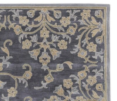 Adeline Blue 8'x10' Oriental Oushak Floral Hand-Tufted 100% Wool Area Rug Carpet - Image 1 of 4