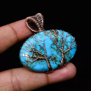 Doppel Baum Türkis Kupfer Draht Umwickelt Anhänger Schmuck Geschenk für Sie Ccp - Bild 1 von 6