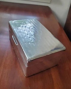 English Sterling Silver Cigarette Case Jewelry Dresser Box Wood Lined - Picture 1 of 19