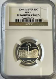 :2007-S S25C WASHINGTON UTAH QUARTER NGC PF70UCAM SILVER RARITY R2 TOP-POP - Picture 1 of 2