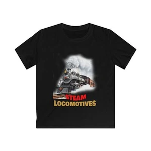 Steam Locomotives Kids Tee, Train Lovers T-Shirt, Vintage Train Gift Youth - Picture 1 of 7