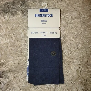 BIRKENSTOCK Women’s Socks Size 8-10 Mid Calf Dark Navy Blue NWT Comfort Sole - Picture 1 of 3