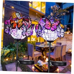 Outdoor Solar Lights 2 Pack, Solar Garden Stake Lights with 18 Butterflies - Picture 1 of 7