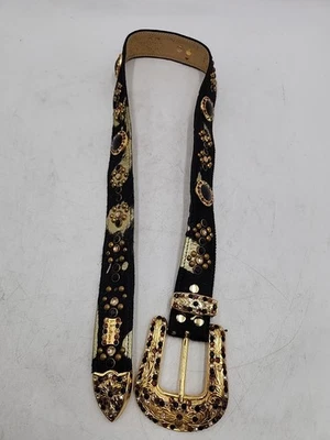 Cinturón de cuero de vaca BB Simon negro/dorado talla 36 mediano Foto 1 de 4