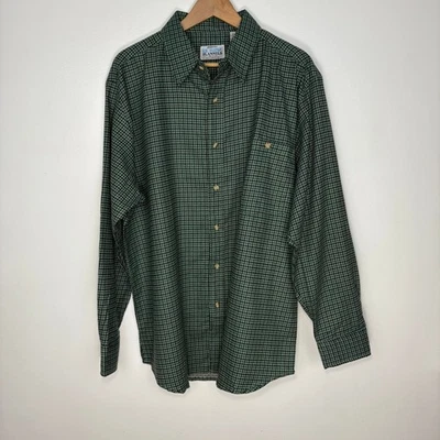 VTG Haband's Ice House Flannels Shirt Mens XL Green Black Plaid Button Up Retro - Image 1 of 4
