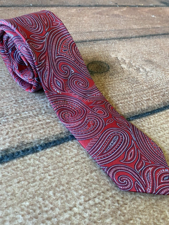 Corbata Haines & Bonner Of London hecha a mano seda cachemira roja y azul Foto 1 de 4