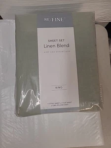 Re/FINE Sheet Set Linen Blend King SAGE - Picture 1 of 5