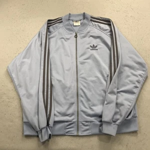 VINTAGE Adidas Track Jacket Mens Large Blue Track Bomber Beckenbauer Trefoil 90s - Picture 1 of 10