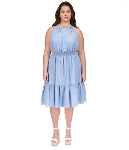 Abito donna Michael Kors scollo a catena vita smock a strati