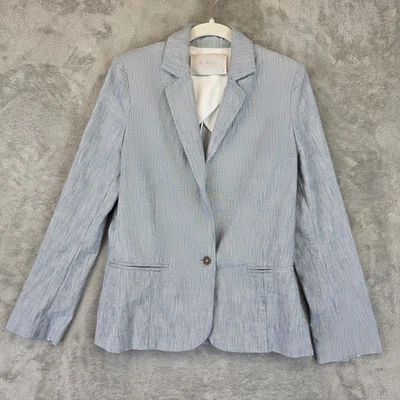 A.L.C. Blazer Womens Small Light Blue White Pinstripe Seersucker Single Button - Image 1 of 4