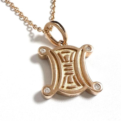 Collana CELINE 4P ciondolo diamante K10 oro rosa Madacam