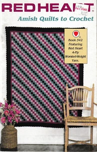 Amish Quilts to Crochet Pattern Booklet Red Heart Bk 342 5 Designs - Picture 1 of 4