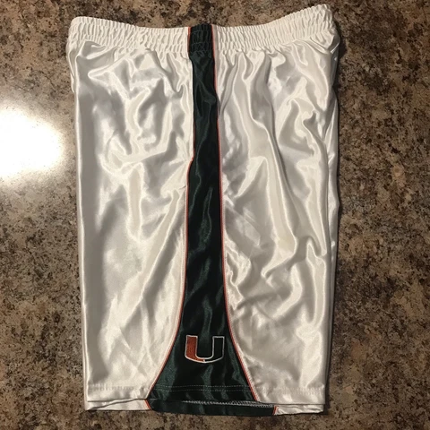 Vintage Miami Hurricanes UM Basketball Shorts NCAA White Mens XL Cover