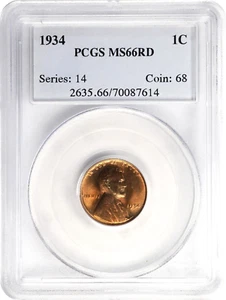 1934 Lincoln Cent PCGS MS66 RD - Picture 1 of 3