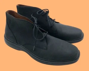 Dr. Comfort Mens 11.5W Black Leather Lace-Up Ankle Boots - Picture 1 of 9