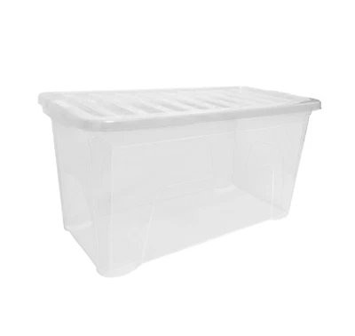 Extra Large 110L Plastic Storage Boxes with Lids – Clear Stackable Organizers - Image 1 of 4