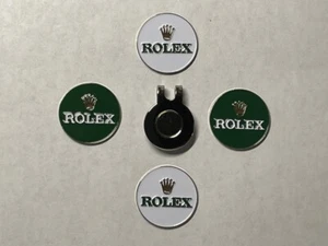 (4) Seltene ROLEX 1" flache Münze Stil Golf Marker mit BONUS Hut Clip - eine Schönheit! - Bild 1 von 1