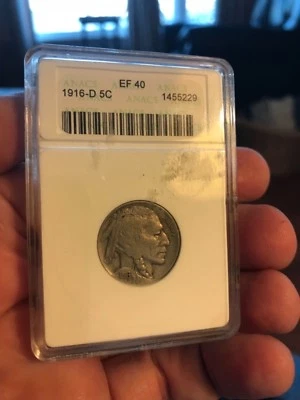 Certified 1916-d  Buffalo nickel , Anacs XF40 - Image 1 of 3