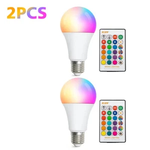 2Pcs E27 RGB RGBW LED Light Bulb Multicolor Changing Magic Lamp w/Remote Control - Picture 1 of 17