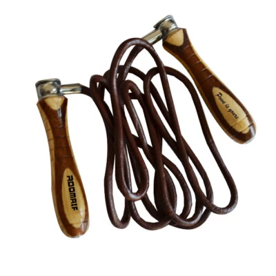 ROOMAIF Springseil  Leder Holzgriff Skipping Rope Boxen Sprungseil Profi - Bild 1 von 2