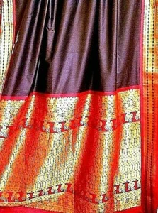 Sari Saree Ethnic Fabric Brown Red Metallic Gold Zari 6 Yd + 28" Embroidered New - Picture 1 of 7