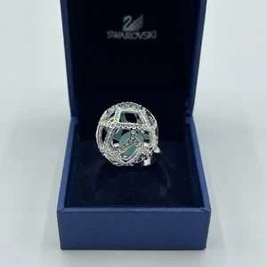 180 $ Neu Swarovski Rhodium Silber Kristall Mesh Kugel Ring mit Jade Kugel innen - Bild 1 von 4