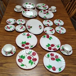 4 Blue Ridge Southern Potteries Crab Apple 6 Piece Place Settings & Platter - Picture 1 of 10