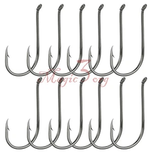 50/100pcs Octopus Hooks 8#-9/0 All Size High Carbon Steel Black Fishing Bass - Picture 1 of 9