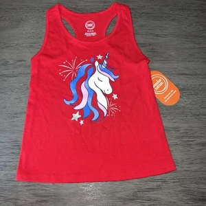 Wonder Nation Americana Unicorn Girls Graphic Racerback Tank Top 4th July NWT - Picture 1 of 3