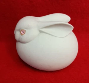 Vintage Dept 56 Easter Bunny Egg Shape Bisque Green Spring Rabbit Figurine 3" - Picture 1 of 7