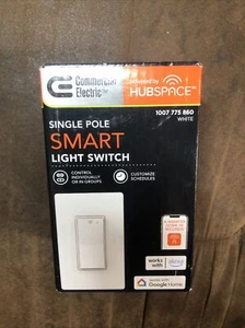 Smart Light Switch Wi-Fi Bluetooth HUBSPACE GOOGLE ALEXA Single Pole White - Picture 1 of 3