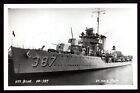 Uss Blue Battleship Dd-387 Rppc Real Photo Vintage Postcard Unused