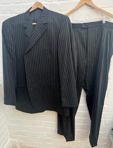 Versace Classic V2 Suit Vintage Wool Grey Striped Size 68 Trousers 48” Chest 58” - Picture 1 of 18