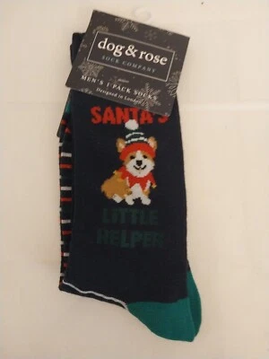 Calcetines para hombre Dog & Rose Sock Company Corgi Santa's Little Helper vacaciones de Navidad Foto 1 de 4