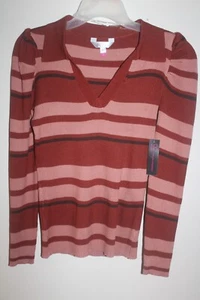 No Boundaries Johnny Collar Stripe Pullover Junior's Size M Long Sleeve - Picture 1 of 5