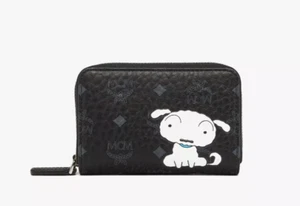 MCM x Crayon Shinchan Aren Zip Wallet X-Mini Negro Shiro NUEVO - Imagen 1 de 3