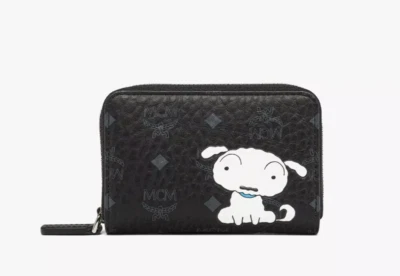 MCM x Crayon Shinchan Aren Zip Wallet X-Mini Negro Shiro NUEVO - Imagen 1 de 3