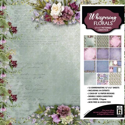  Silent Flowers 12x12 Patterned Cardstock Vintage Scrapbook  Flower Paper - Image 1 of 2