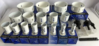 23 PC LOT MAG-BIT BI-METAL HOLE SAWS FROM 3/4" TO 5" HOLESAW SET with ARBORS - Image 1 of 4