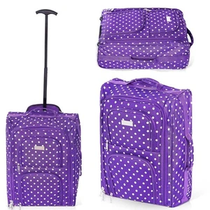 Cabin bag Ryanair Carry On Hand Luggage Suitcase Trolley Bag TB023 PURPLE DOT - Picture 1 of 8