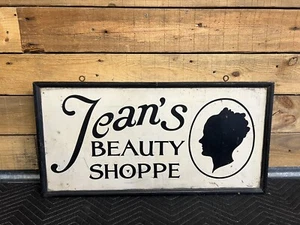 Antique Wood Sign Beauty Barber Shop Dbl Sided Painted Trade Sign - Picture 1 of 10