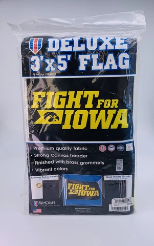 WinCraft Fight for Iowa Deluxe 3ft x 5ft Flag Iowa Hawkeyes Quad-stitched - New Cover