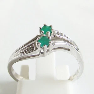 Ring Weißgold 585er / 14 kt Smaragd Diamanten Brillanten Edelsteine Goldschmuck - Bild 1 von 5