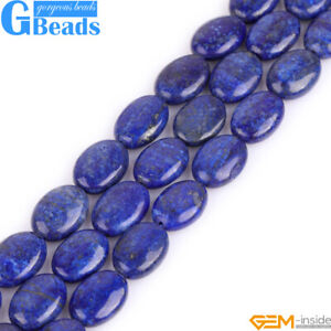 Blue Lapis Lazuli Gemstone Oval Beads For Jewelry Making Free Shipping 15"