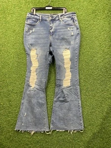 Judy Blue Jeans Womens 18W (36x31) Flare Fit Marietta Distressed Denim Casual - Picture 1 of 13