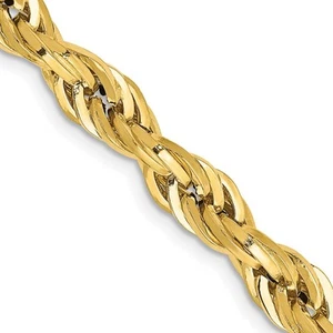 10k Yellow Gold 5.4mm Semi-Solid Rope Chain Necklace 28" 11.89gm Gift for Mother - Picture 1 of 4
