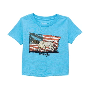 Wrangler Baby Boy's Azure Blue Heather Flag Graphic T-Shirt 112361876 - Picture 1 of 10
