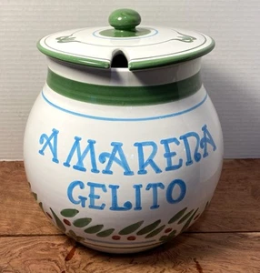 1950's Cherries Spirits Porcelain Jar,AMARENA GELITO Hand painted & Deruta Italy - Picture 1 of 9