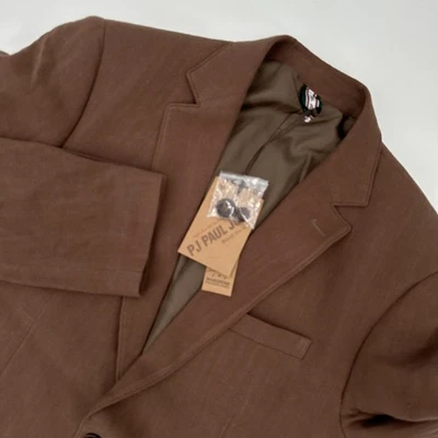 PJ Paul Jones Sport Coat Mens Small Brown Linen Blend Two Button Blazer Jacket - Image 1 of 4