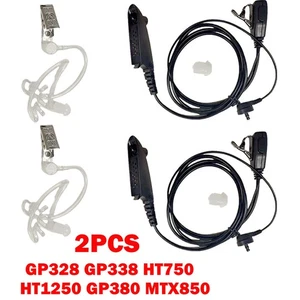 2Pack For FBI Acoustic With PTT Earpiece For Motorola HT750 HT1250 GP380 MTX850 - Picture 1 of 13
